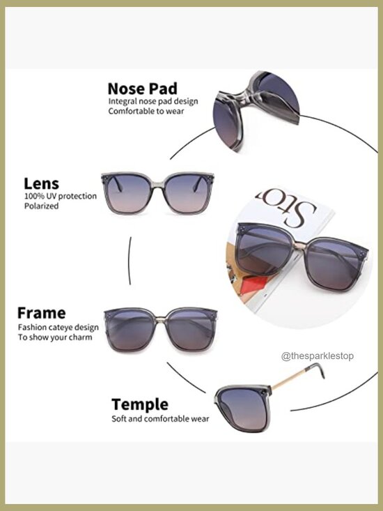 Oversized Square Polarized Sunglasses UV400 Protection Retro Design main image 5